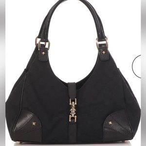 Authentic GUCCI Bardot Black Monogram Shoulder Bag - Vintage